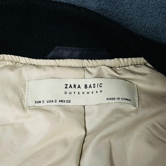 Zara Basic Outerwear Womens 90's Y2K Black Bomber Jacket with Zip Pockets Size S - Picture 6 of 8